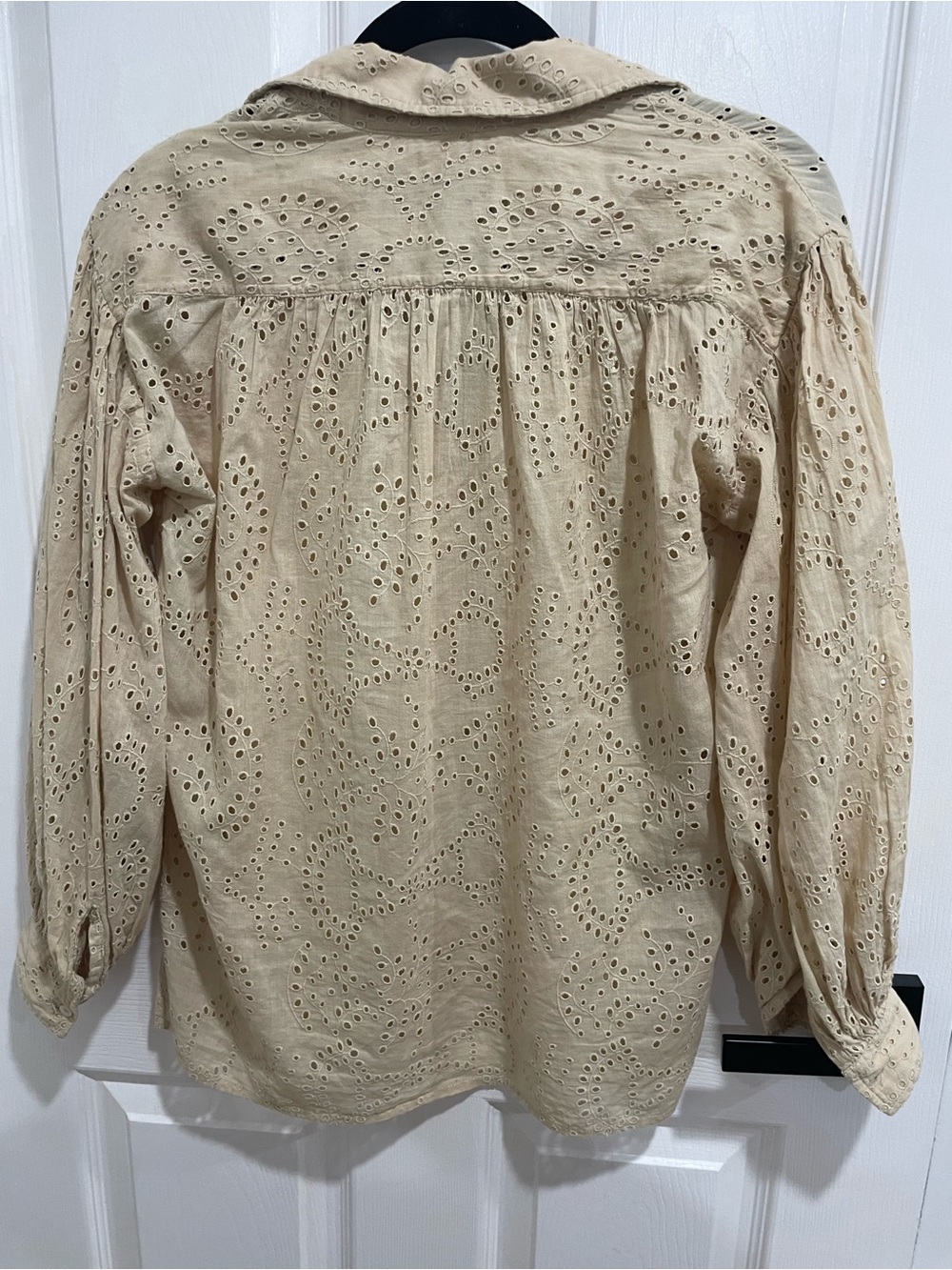 Nili Lotan 100% cotton eyelet shirt tan beige XS slightly oversized - Picture 4 of 5